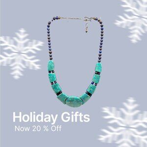Reversible Necklace Cobalt Blue Turquoise Stone Look 18”